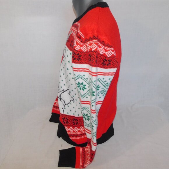 Looney Tunes Bugs Bunny Red White Fair Isle Holiday Christmas Sweater Mens L - Picture 5 of 6